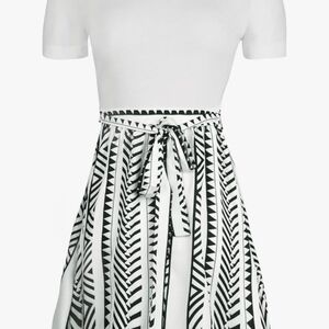 Cupshe Black and White A-Line Knee-Length Skirt